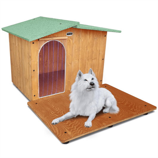 CUCCIA IN LEGNO PER CANI DA ESTERNO MODELLO OASI  E DAVANZALE D-SETTER CON "TENDINA OMAGGIO" L.93 x P.110 x H.68