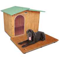 CUCCIA IN LEGNO PER CANI DA ESTERNO MODELLO OASI  E DAVANZALE E-ALANO CON "TENDINA OMAGGIO" L.119 x P.153 x H.87