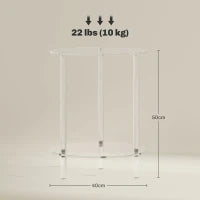 Tavolino Basso Rotondo a 2 Livelli in Acrilico per Interni, Ø40x50 cm, Trasparente