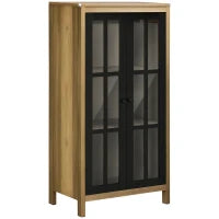 Credenza Moderna a 2 Ante in Vetro e legno, 60x35x120cm, Marrone