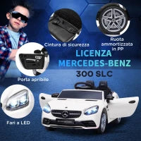 Macchina Elettrica per Bambini Licenza Mercedes SLC 300 con Telecomando, in PP e Metallo, 107x62.5x44 cm, Bianco