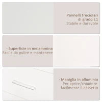 Armadio Moderno Guardaroba 2 Ante con Specchio e 3 Cassetti, Mensole Regolabili e Barra Appendiabiti, 80x50x180cm, Bianco