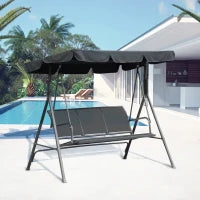 Dondolo da Giardino a 3 Posti Grand Confort Tetto Impermeabilizzato Inclinazione Regolabile Seduta e Schienale Ergonomici Acciaio Tessilene Grigio