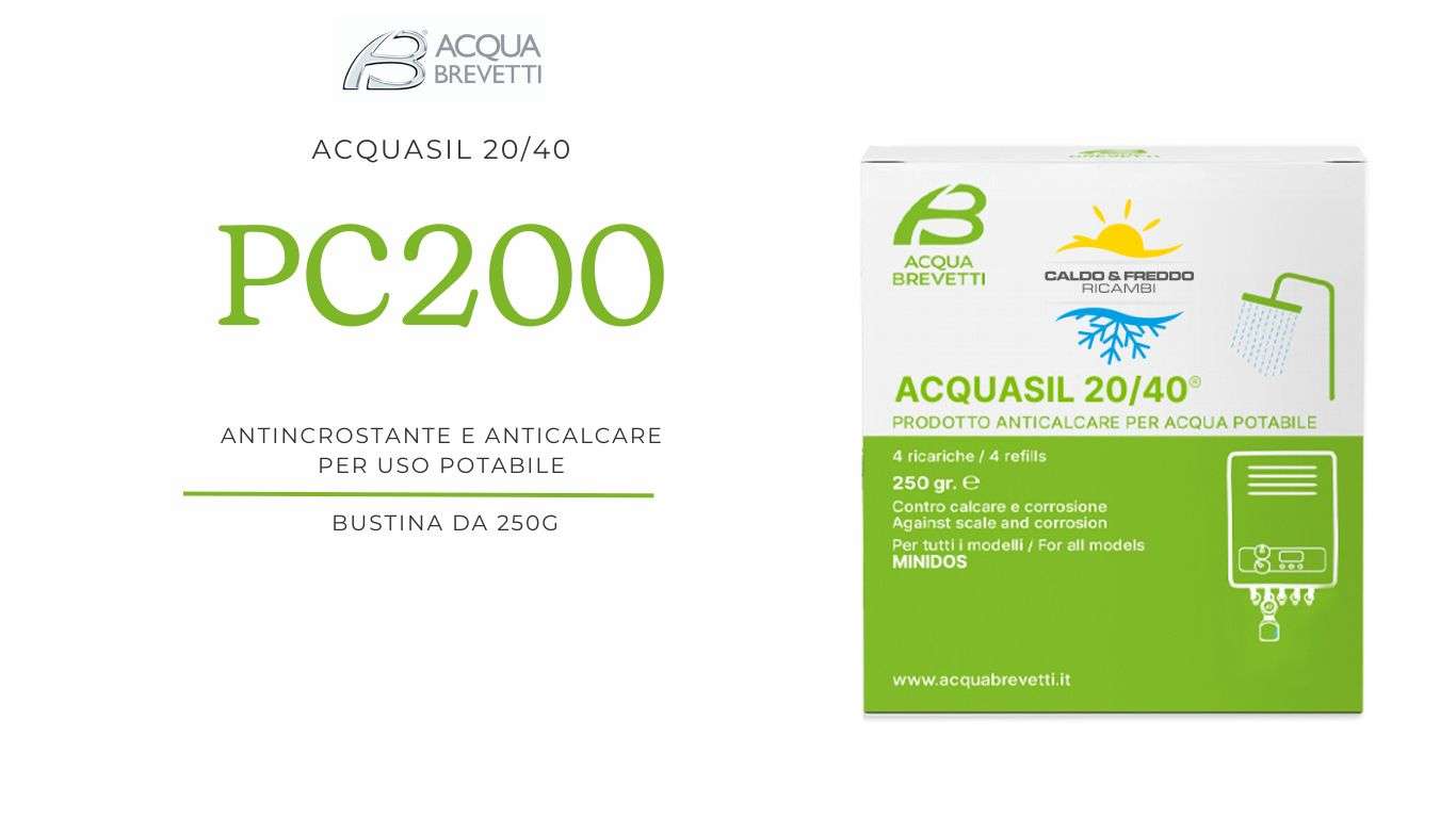 Acquasil 20/40 Ricarica Conf. 4x250 Gr Anticalcare Minidos Pc200 Acquabrevetti