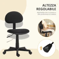 Sedia da Ufficio Girevole ad Altezza Regolabile, in Tessuto Elastico, Spugna e Acciaio, 43x51x73-85 cm, Nero