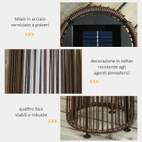 Lanterna Solare da Giardino con Luce LED in Rattan e Metallo , Ø21.5x61cm, Marrone