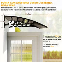 Tettoia da Esterno in Policarbonato per Porte e Finestre con Kit Montaggio 103x96.5x27cm - Marrone
