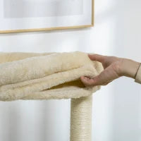 Tiragraffi per Gatti in Truciolato e Legno di Pino con Lettino e Piattaforme, Ø54x123.5 cm