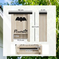 Set di 3 Casette per Pipistrelli Bat Box in Legno di Abete, 18x6x22.5 cm, Colore Legno