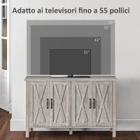 Mobiletto Multiuso stile Rustico con 4 Ripiani Portaoggetti Regolabili, in Legno, 120x37x75 cm, Grigio