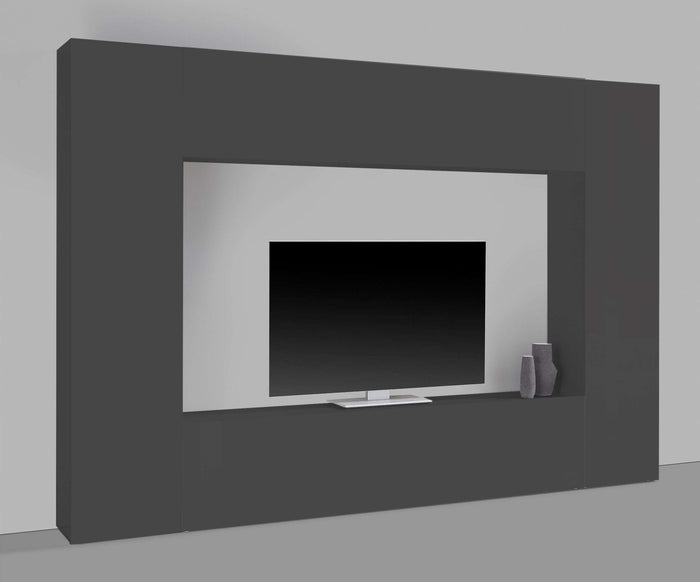 Parete attrezzata moderna soggiorno grigio porta TV 2 armadi pensile Note Mold