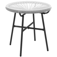 Tavolino da Giardino Stile Boho, Tavolino d'Appoggio in PE-Rattan, Vetro Temperato, Resistente alle Intemperie, 50 cm x 50 cm x 50 cm, Grigio