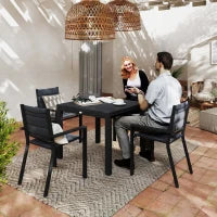 Set da Giardino con Tavolo Allungabile in Alluminio e 6 Sedie con Seduta Traspirante, Grigio