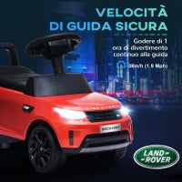 Macchina per Bambini con Licenza Land Rover 6V, Funzionamento Elettrico e a Spinta, Velocità 3km/h, Rosso
