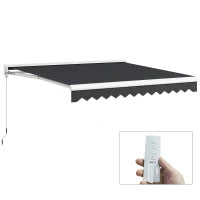 Tenda da Sole Retrattile Elettrica e Manuale 95L x 250l m, Telecomando Incluso, Alluminio, Poliestere ad Alta densità, Grigio