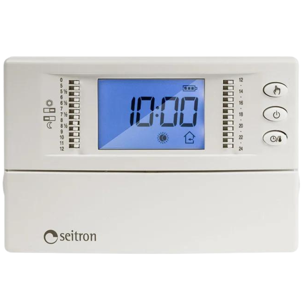 Cronotermostato digitale giornaliero a batterie seitron freetime plus bianco
