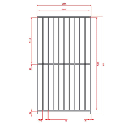 Pannello con porta tubolare per box cani con zincatura a caldo 100xh180 cm