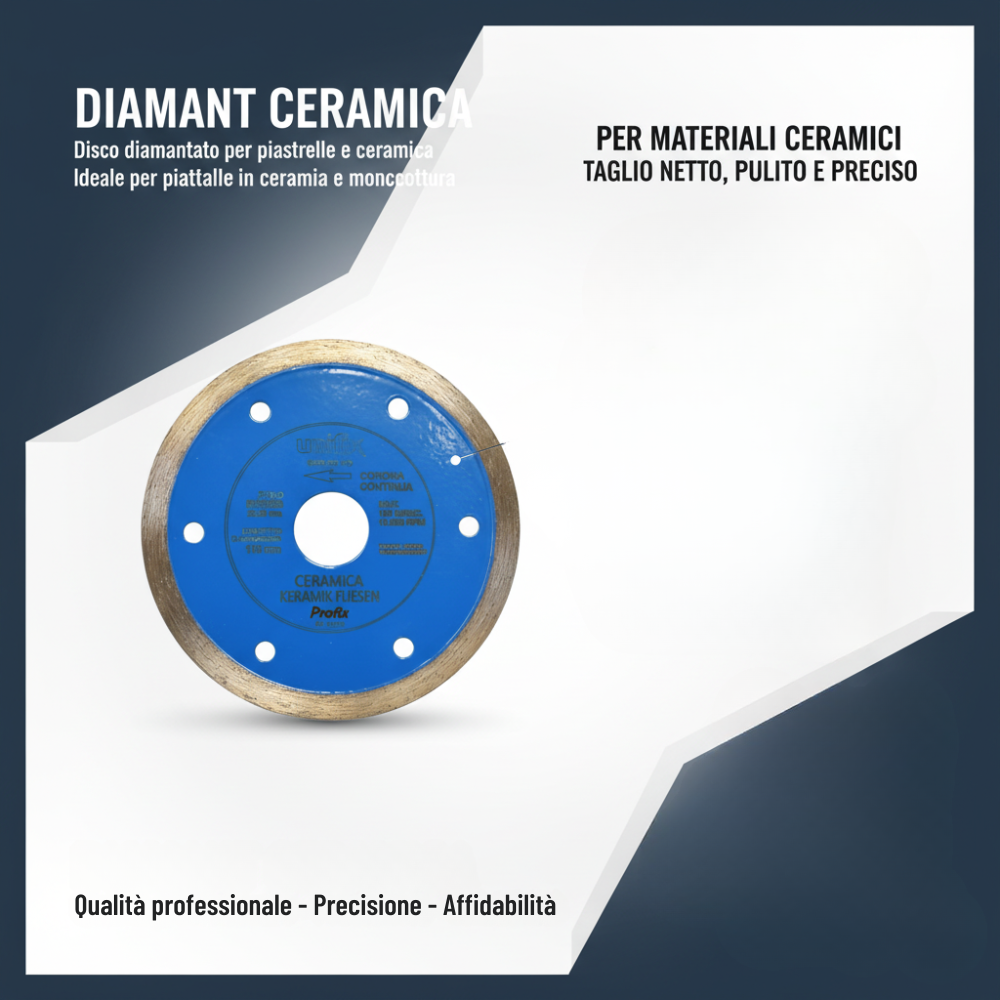 Disco diamantato ceramica per taglio preciso di piastrelle Ø 115 x 1.6 mm