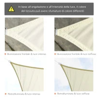 Vela Ombreggiante Rettangolare 4x6m, Tenda da Sole per Esterno in Poliestere Anti UV Traspirante Bianco Crema