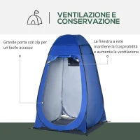 Tenda Doccia da Campeggio e Spiaggia con Porta a Cerniera e Borsa di Trasporto, 126x124x189 cm, Blu Scuro
