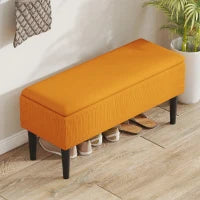 Panca Fondoletto in Poliestere e Legno per Camera da Letto e Ingresso, 95x38x45 cm, Arancione