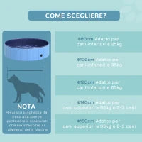 Piscina Pieghevole per Cani in Plastica Bordo Stabile per Animali Domestici Blu 120 x 30 cm (ØxH)