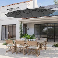 Ombrellone doppio con Base a crocee Luci Solari, 295x150x219cm, Grigio