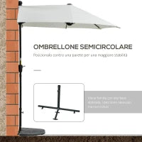 Ombrellone Semicircolare con Manovella e Tettuccio Anti UV, 200x190x240 cm, Crema