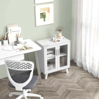 Credenza Moderna Multiuso con 2 Ante Trasparenti e 2 Ripiani, 61x35x75cm, Bianco