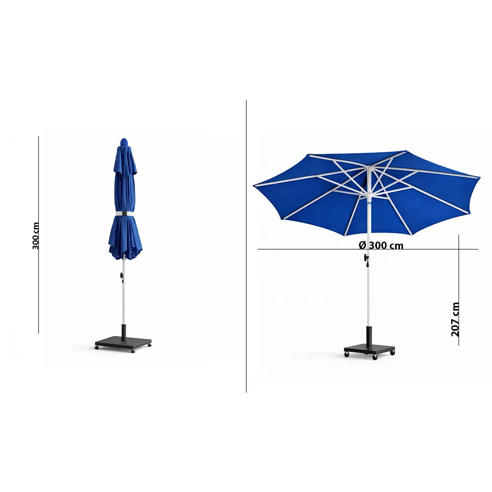 Tempo Style - Ombrellone 3×3 per esterni Parioli – Blu/Bianco