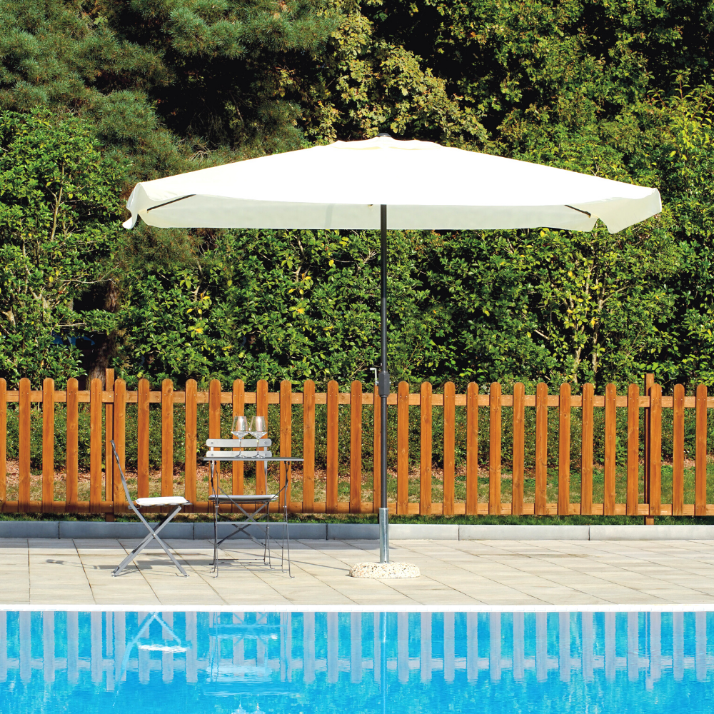 Ombrellone rettangolare da giardino 3x2 mt con palo centrale in ferro e telo ecrù 180gr Tomaino 5006