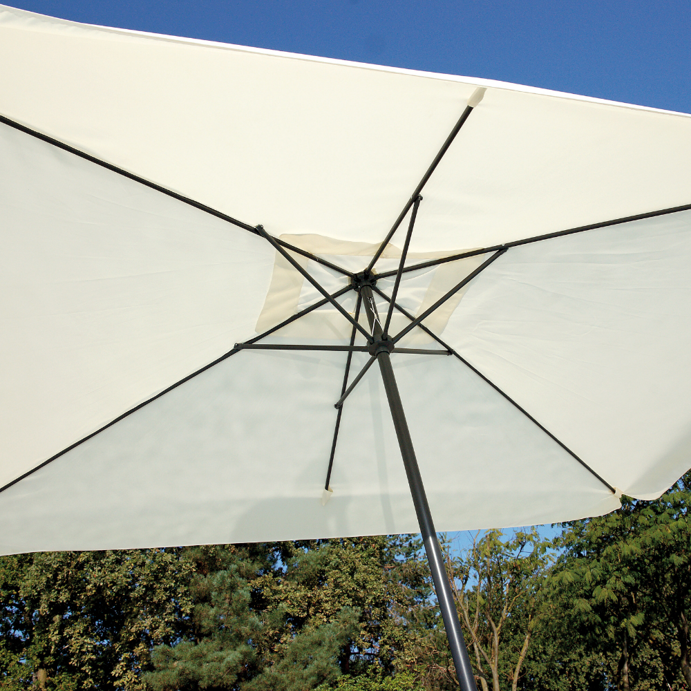 Ombrellone rettangolare da giardino 3x2 mt con palo centrale in ferro e telo ecrù 180gr Tomaino 5006