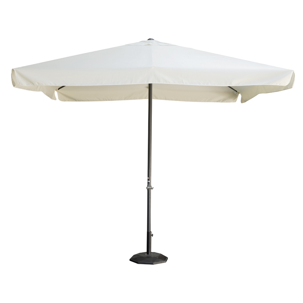Ombrellone quadrato da giardino 3x3 mt con palo centrale in ferro e telo ecrù 180gr Tomaino 5007