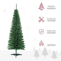 Albero di Natale Artificiale Slim 150cm con Supporto in Metallo 294 Rami