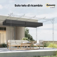 Copertura per Gazebo Pergola con 8 Fori di Drenaggio, in Poliestere UV30+, 286x245 cm, Grigio Scuro