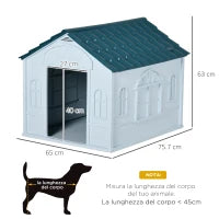 Cuccia per Cani di Taglia Media e Piccola max 20kg in PP Impermeabile, 65x75.7x63 cm, Blu