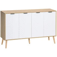 Buffet Basso Mobile di Archiviazione 2 Armadi 4 Porte Motivo Spina di Pesce Ripiani Regolabili, 120 x 35 x 77,4 cm, Bianco