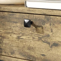 Tavolino da Divano con Cassetto e 2 Ripiani Stile Industriale, in Legno e Metallo, 60x30x66.5 cm, Nero e Marrone