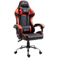 Sedia Gamer, Sedia da Ufficio con Poggiatesta Ergonomico, Altezza Regolabile, Schienale Reclinabile fino a 135°, Nero