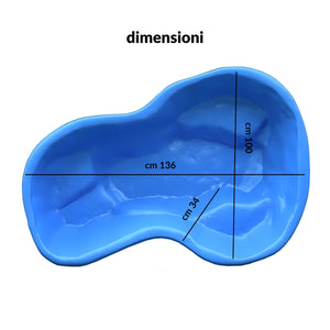 Laghetto da giardino bracciano azzurro litri 220 da 136x100xh34