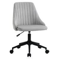 Sedia da Ufficio in Velluto Grigio con Altezza Regolabile, Sedia Ergonomica Girevole a 360° e Ruote, 50x58x77-87cm