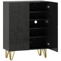 Scarpiera con 2 Ante e 4 Ripiani Regolabili, 72 x 31,5 x 95 cm, Nero