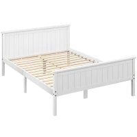 Letto singolo in legno massiccio con doghe e testiera incluse, 150 x 210 cm, Bianco