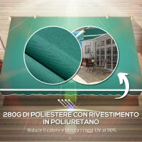 Tenda da Sole per Esterno Avvolgibile a Manovella in Metallo e Alluminio, 4x2.5m, Verde Scuro