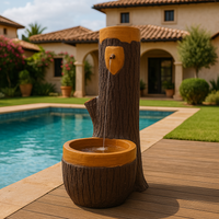 Fontana finto legno grande h120 x l45 x p70 cm esterni cemento effetto naturale