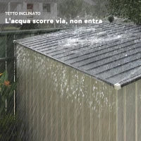 Capanno Attrezzi in Metallo 1.5x2m con Base, Porta Scorrevole e Tetto Inclinato, Bianco