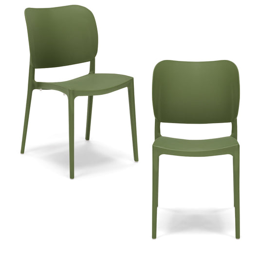 Set 2 sedie in polipropilene 100% MADE IN ITALY ORBITA, impilabile, resistente ai raggi UV, design moderno, ideale per sala da pranzo, cucina, sala d’attesa, bar, ristoranti o giardino colore Agave