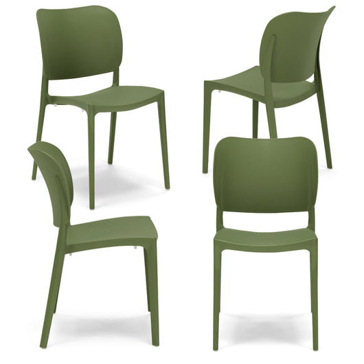 Set 4 sedie in polipropilene 100% MADE IN ITALY ORBITA, impilabile, resistente ai raggi UV, design moderno, ideale per sala da pranzo, cucina, sala d’attesa, bar, ristoranti o giardino colore Agave