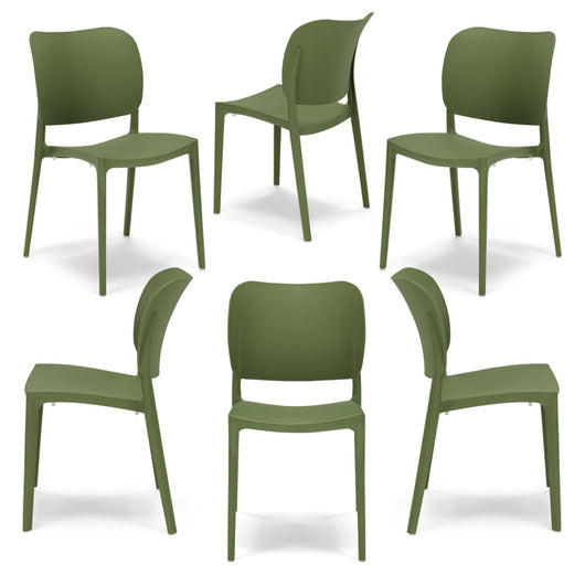 Set 6 sedie in polipropilene 100% MADE IN ITALY ORBITA, impilabile, resistente ai raggi UV, design moderno, ideale per sala da pranzo, cucina, sala d’attesa, bar, ristoranti o giardino colore Agave