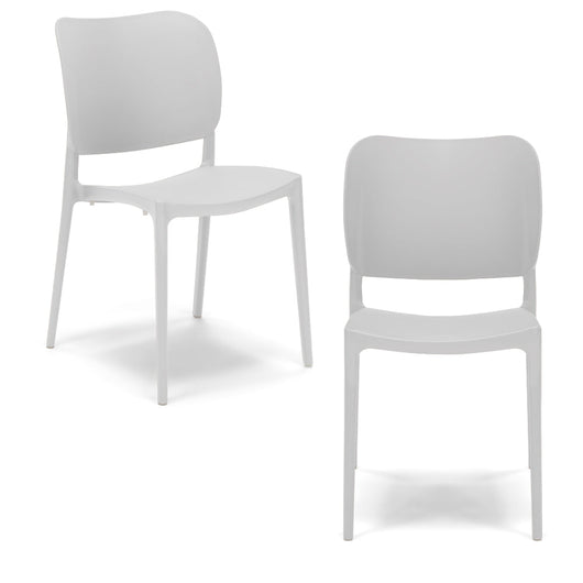 Set 2 sedie in polipropilene 100% MADE IN ITALY ORBITA, impilabile, resistente ai raggi UV, design moderno, ideale per sala da pranzo, cucina, sala d’attesa, bar, ristoranti o giardino colore Bianco